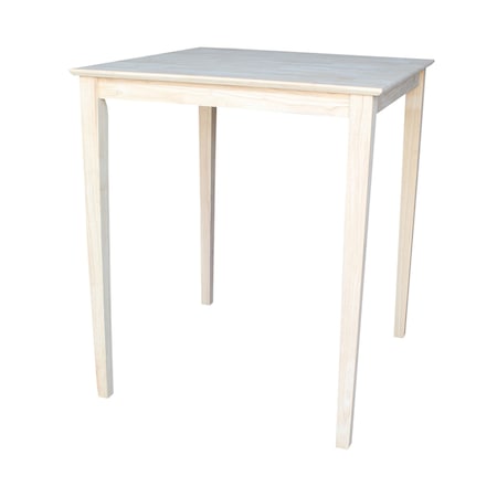 International Concepts Square Solid Wood Top Table, Unfinished, 36 in W, 36 in L, 42 in H, Wood, Unfinished K-3636-42S